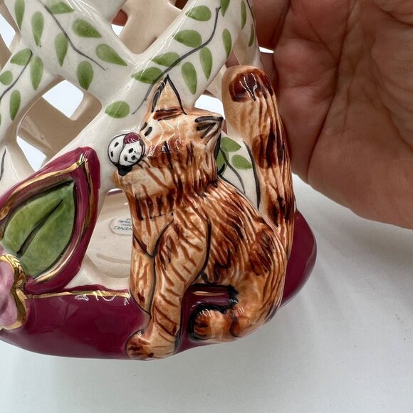 Blue Sky Clayworks Heather Goldminc Cat Rise Flowers 2004 Tealite - Picture 2 of 11